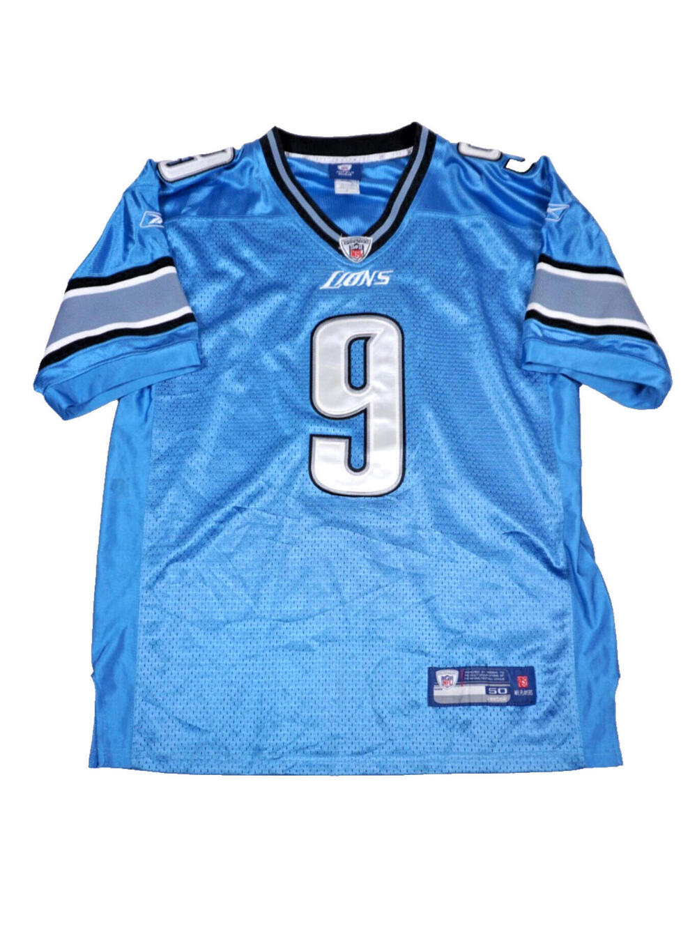 Reebok Detroit Lions Matthew Stafford Jersey Mens Size 50 Large Stitched Blue